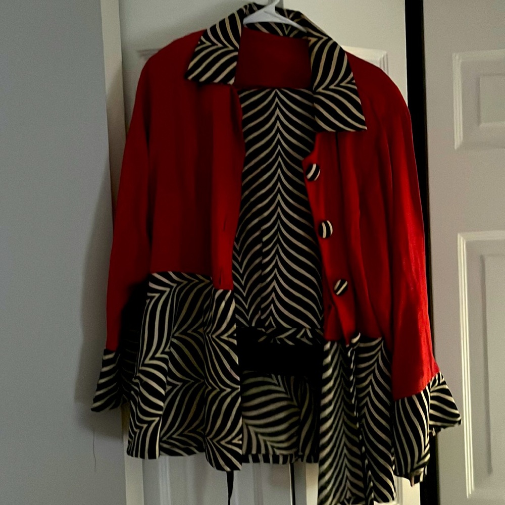 2 pc zebra accent mud cloth bell sleeve blazer with maxi skirt